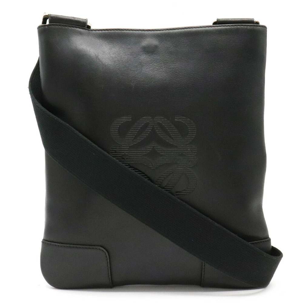 Loewe Anagram Shoulder Bag gusset Crossbody leather black